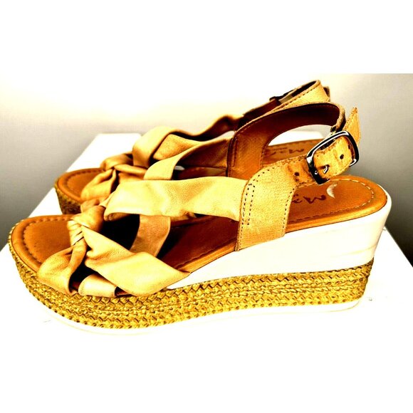 Mariella Womens Shoes Leather Platform Wedge Sandals Strappy Brown Size 8/39 - Picture 5 of 11